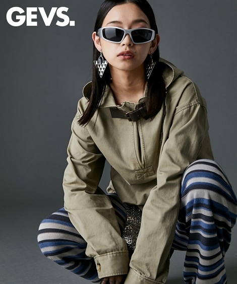 パーカー 綿100％ベルト付アノラックパーカー 大きいサイズ有 GEVS.