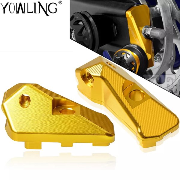 オートバイ Cnc アルミ リア アクスルブロックスピンドルチェーンアジャスターシールドヤマハ R3 R25 MT25 MT03 2013 2014 20