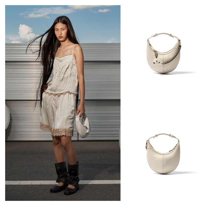 OPEN Yy】 LEATHER MOTO HOBO MINI : WHITE その他 バッグ
