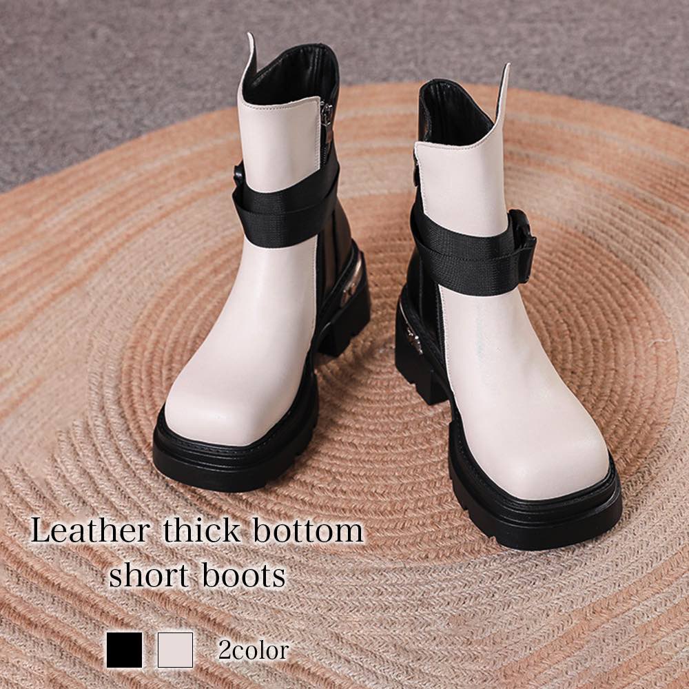 ブーツ レディース レザー厚底ショートブーツ ミドル 暖かい ミドル丈 革 夏 防水 おしゃれ 軽い 歩きやすい 兼用 春 ウォーキング レースアップ きれいめ 滑らない 防寒 雨 秋 ショート ヒー