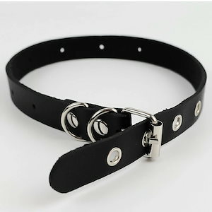 ブラックフェイクレザーリングネックレス ボンデージ風 チョーカー 首飾り メンズ レディース 黒色 ゴシック パンク 首に巻く コスプレ 仮装 オモシロ ハロウィン 面白い 鎖 ハロウィーン ゴスロリ