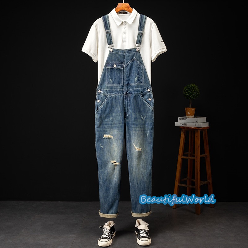 サロペット メンズ オーバーオールデニムオーバーオール つなぎ オールインワン サスペンダー ストリートアメカジ 作業服 春秋 お洒落24bdk20