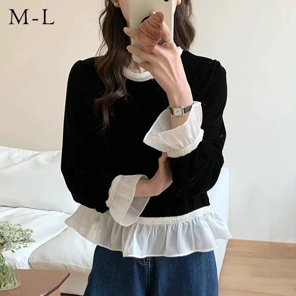 トップス 袖あり 長袖 ブラウス フリル 韓国風 大人 可愛い かわいい 秋 冬 春 夏 オフィス 通勤 20代 30代 40代 OL レディース ファッション ゆったり カジュアル おしゃれ dg2