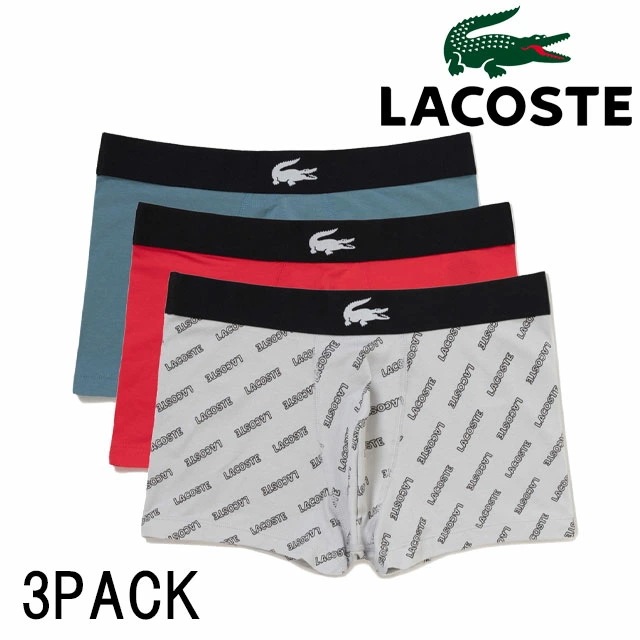 ラコステ ボクサーパンツ メンズ 5H1288 ３パックロゴプリントストレッチコットントランクショーツパンツ 下着 3枚組 インナー アンダーウェア トランクス 3枚セット プレゼント バレンタイン