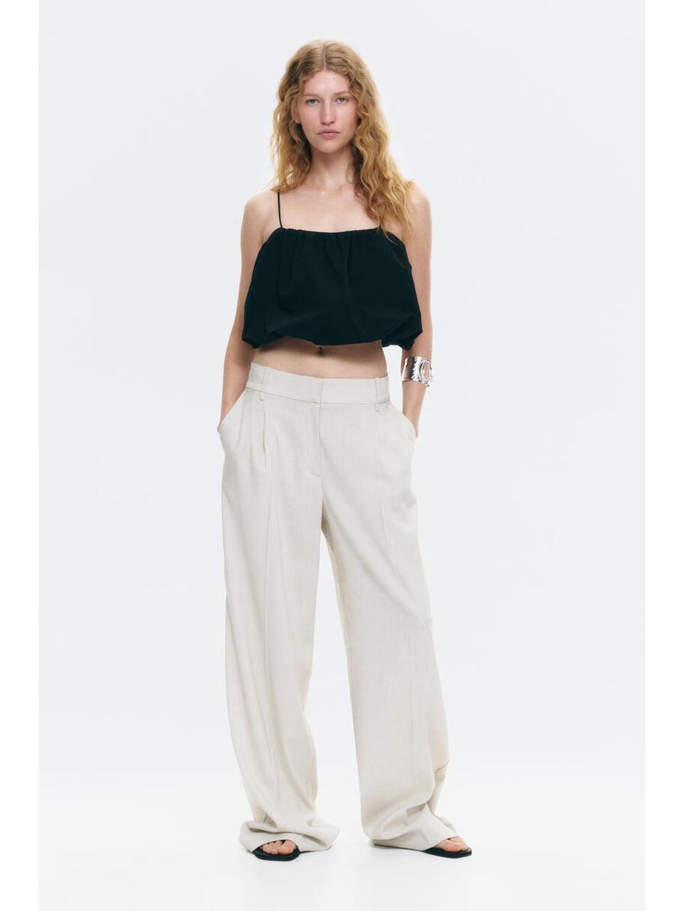H&M ワイドテーラードパンツライトベージュ 1340460001