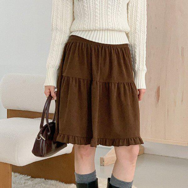 (SK)Pミニゴールデンカンカンカンスカート冬女性コーデュロイ