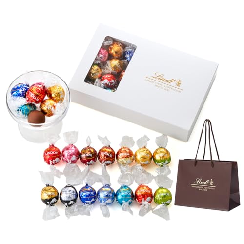 リンツ Lindt チョコレート リンドール テイスティングセット ピック&ミックス 15種20個入 推し活 ギフト 手提げ袋付き ショッピングバッグS付
