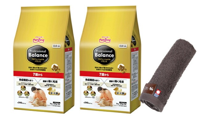 プロフェッショナル バランス ７歳から 3kg 2個セット 【犬想いオリジナル今治ハンドタオルセット】【タオルカラー モカ】