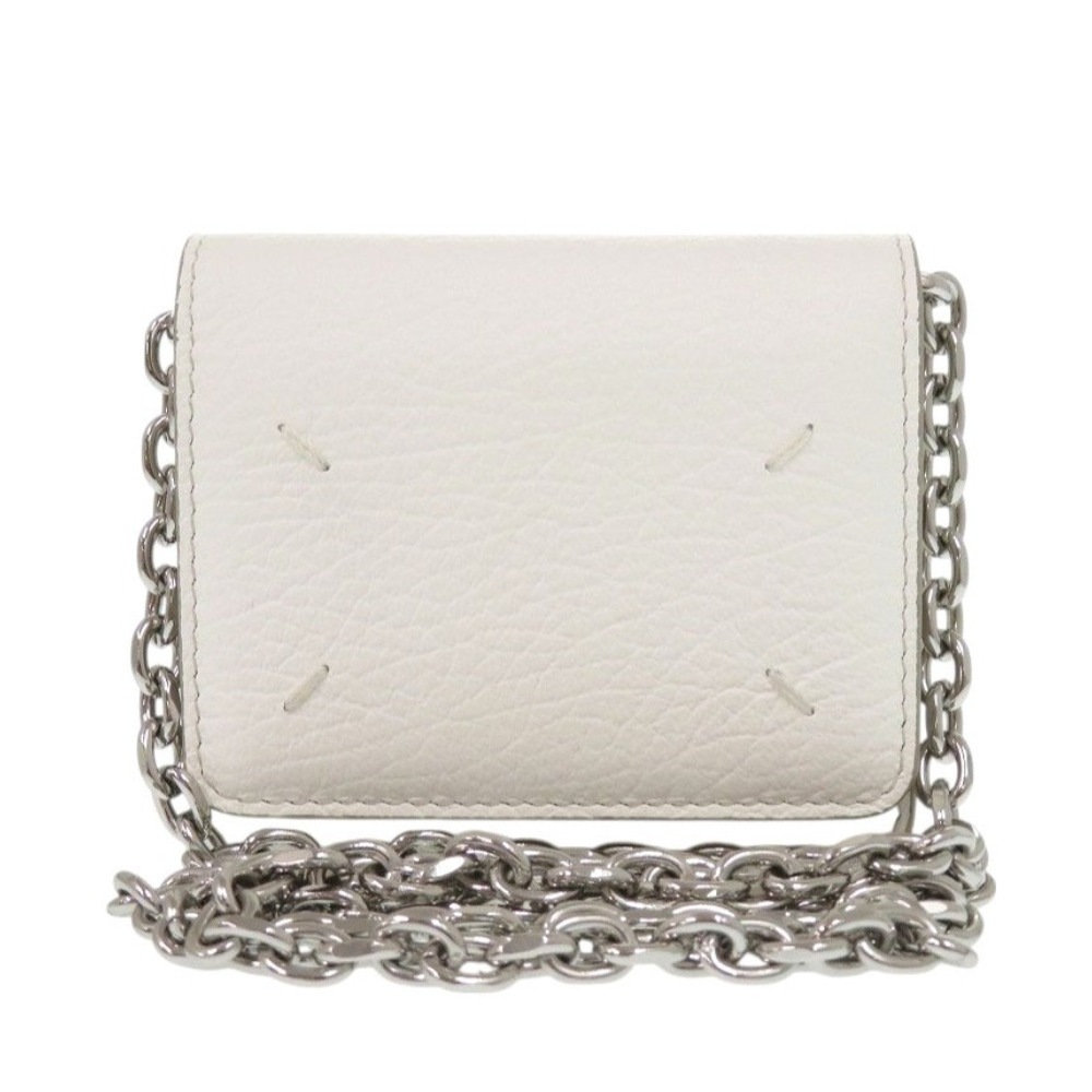 未使用品 チェーンウォレット S56UI0148 P0399 T1003 二つ折り財布 レザー ホワイト 0379【中古】 レディース