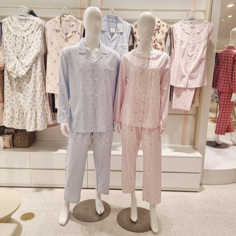 ストライプフラワー柄カップルパジャマセットWP8890RMP8890A_s