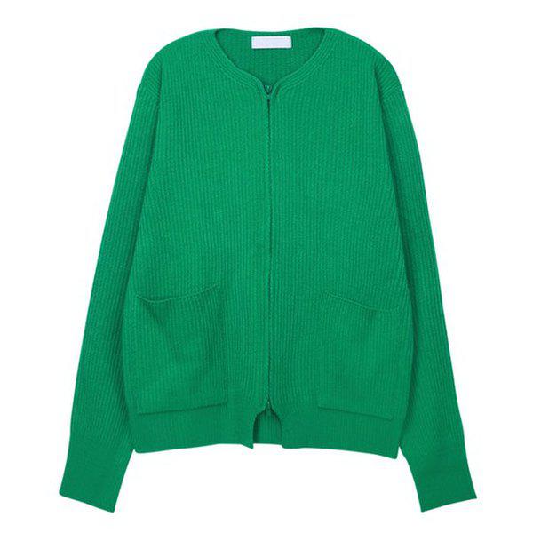 ニットジップアップ SMOR044 3COLOR レディース ツーウェイジッパー 長袖 ニットアウター カーディガン