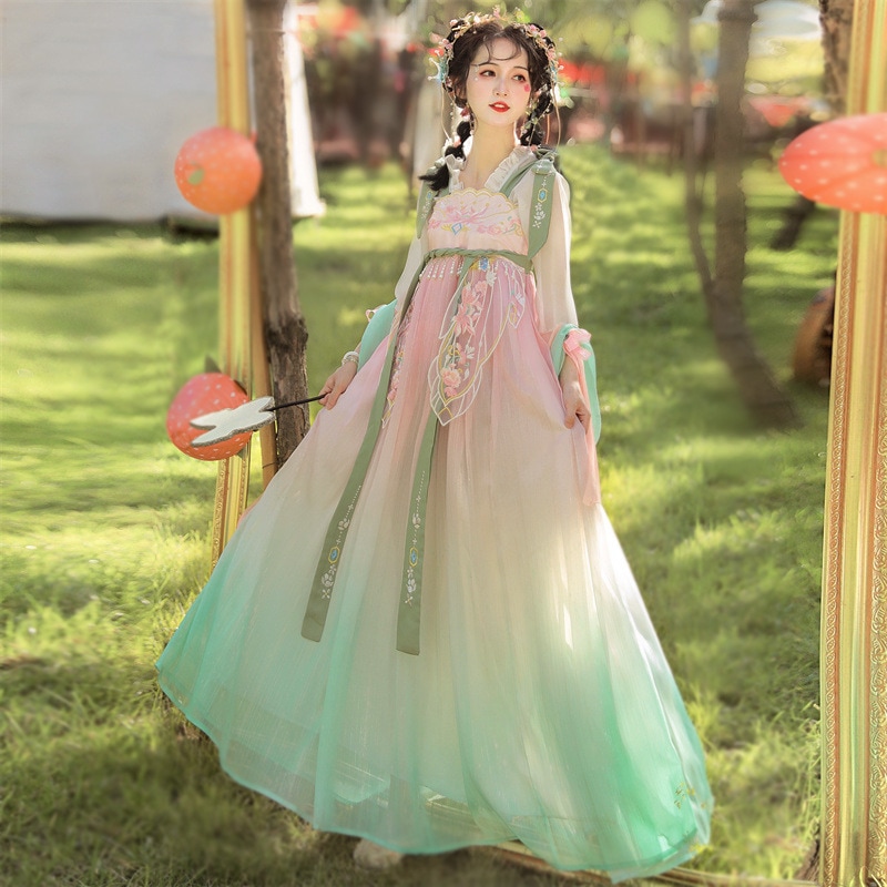 （染絵）漢服女性04 新風漢要素入り唐代製 春改良胸丈肌着 超妖精古代