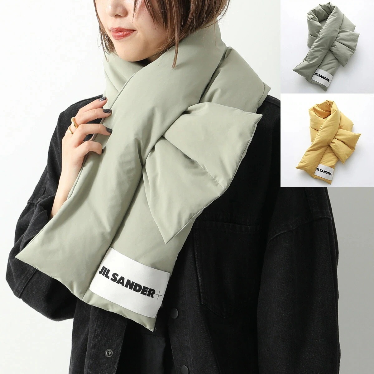 【カラー限定特価】JIL SANDER+ ジルサンダー プラス マフラー J40TE0002 J74276 レディース ダウン スカーフ ロゴラベル 撥水 カラー2色