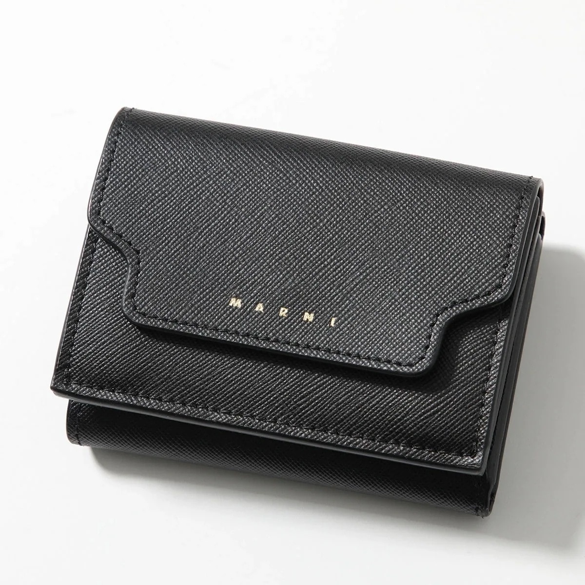 MARNI マルニ 三つ折り財布 PFMO0124U0 LV520 メンズ サフィアーノ レザー ロゴ 小銭入れあり ミニ財布 Z360N PFMO0124U0