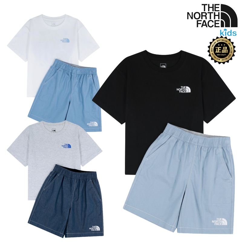 NT7US22 KS HIKE EX CREW SET 26SS 160大人もOK キッズ セットアップ 半袖Tシャツ ショートパンツ 上下 デイリー お出かけ 休日 夏 コーデ提案 韓国っぽ