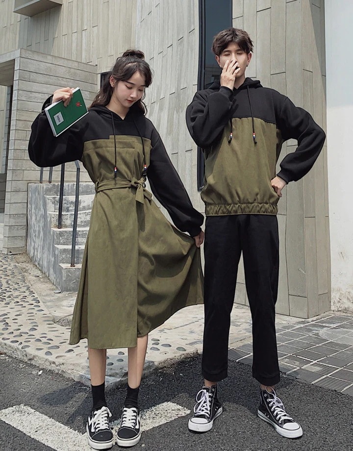 秋冬春 レディース パーカーワンピース ペアルック カップル トレーナー 恋人 パーカー メンズ プ