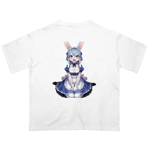 【文字入れ可能受注生産】ウサギの女の子 メイド ケモナー おかりなさい オーバーサイズTシャツ