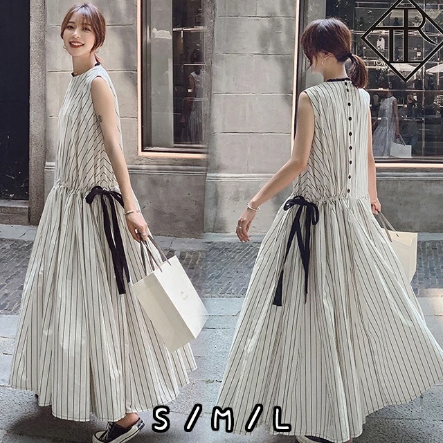 【即納】ワンピース レディース ロング丈 カジュアル ノースリーブ 大きいサイズ ワンピ ウエストマーク 美脚効果 足長 エレガント 綺麗 上品 マキシ シンプル キュート 可愛い 大人女子 お洒落