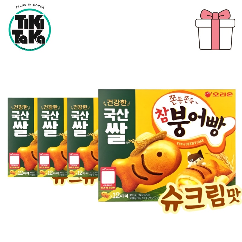 韓国たい焼きスイーツ クリーム味 360g×4個セット 魚型ケーキ お菓子