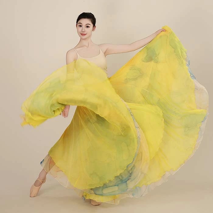 リバーシブル ダンススカート ロング丈 大きい裾 広がる スカート レディース 大人 古典舞踊フラメンコ フラダンス モダンダンス 社交ダンス スカート 練習着 レッスン着 マキシ丈 ロングスカート