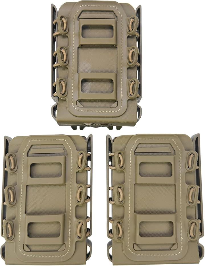 マガジンポーチ マグポーチ M4 AK P90 SCARなど対応 MOLLE ベルト 両方対応 サバゲー ソフトシャル スコーピオンタイプ( タン3個セット)