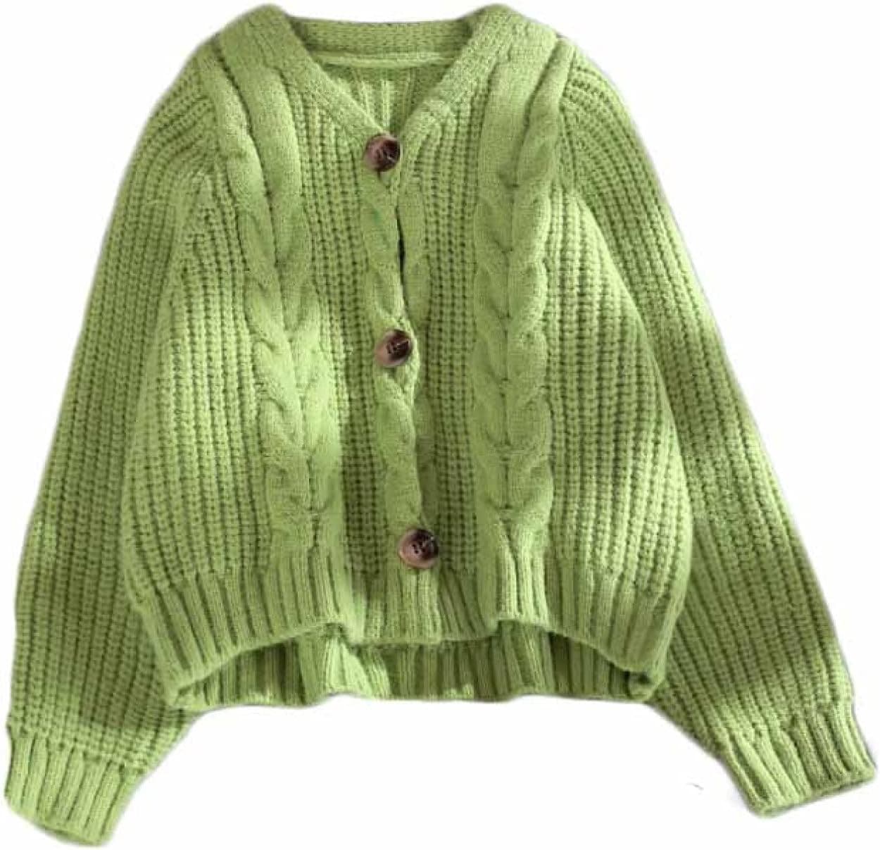 カーディガン レディース 無地 セーター Vネック レトロ シンプル アウター トップス ライトアウター ケーブル編み おしゃれ スリーブ カジュアル 快適 羽織る 服 きれいめ お洒