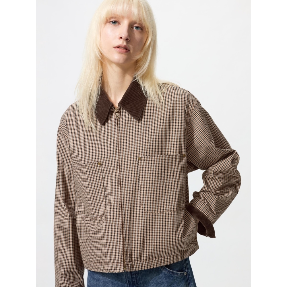 UNIQLO ジップアップショートジャケット (柄)
