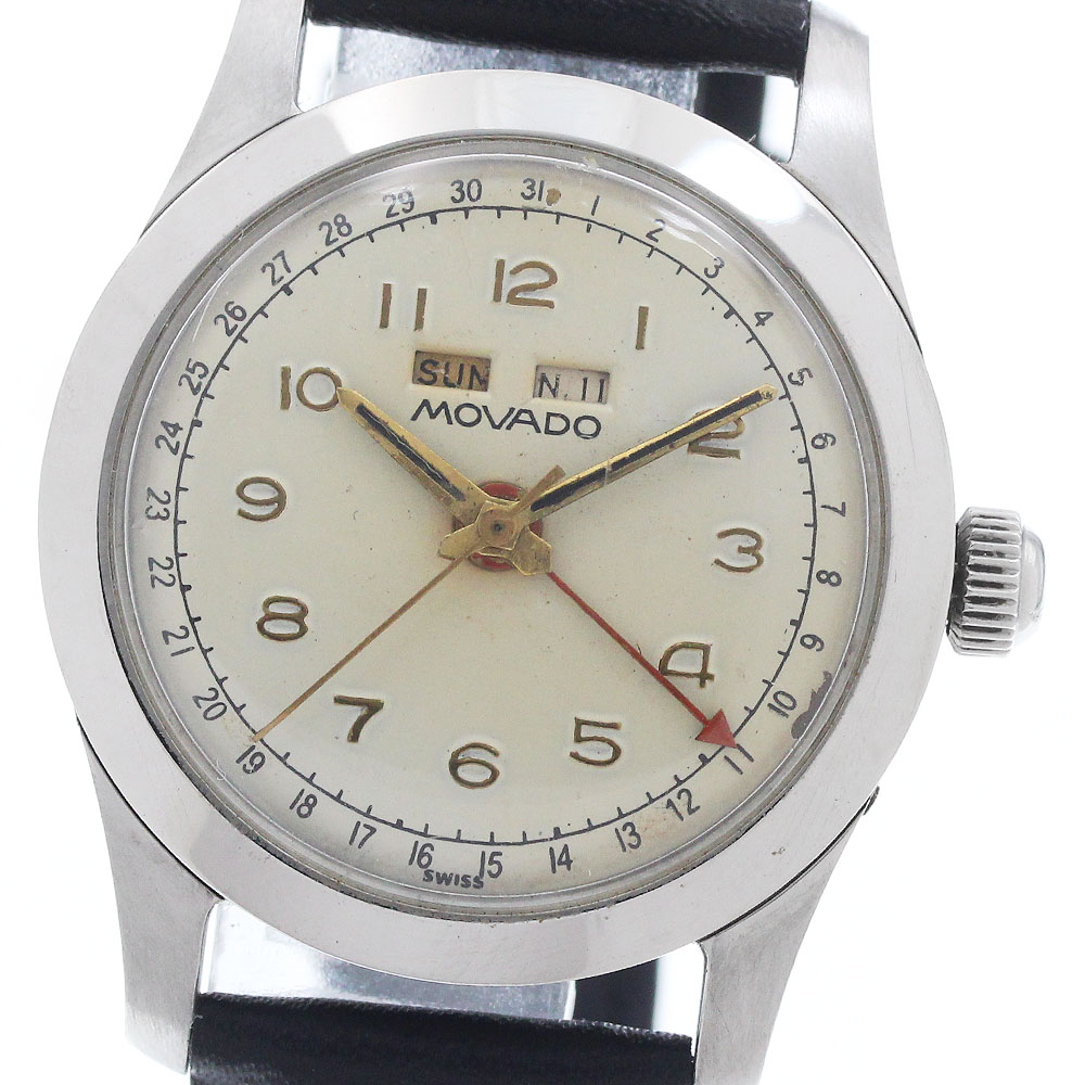 訳あり モバード Movado トリプルカレンダー 手巻き メンズ _956873【中古】