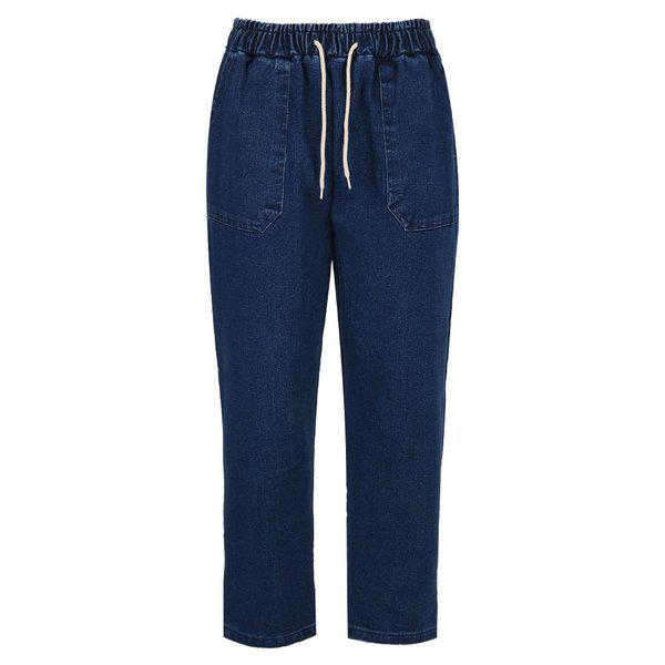 メンズ 疲労 セミワイド バンディング スパン デニム ジーンズ NE-JEA-Q014-ミディアムブルー