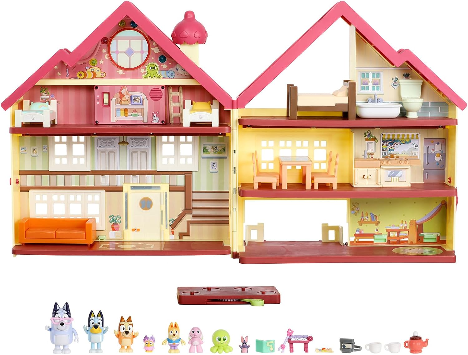Bluey Ultimate Lights & Sounds Playhouse & Toy Box, 2.5-3 inch Figures