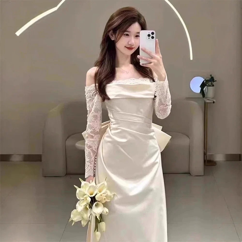 ウェディング 白 ワンピース 結婚式 二次会 演奏会 ロングドレス サイズオーダーメイド可能 お呼ばれ メガ割 前撮り 【今恋】ウェディングドレス 成人式 パーティードレス 3 花嫁