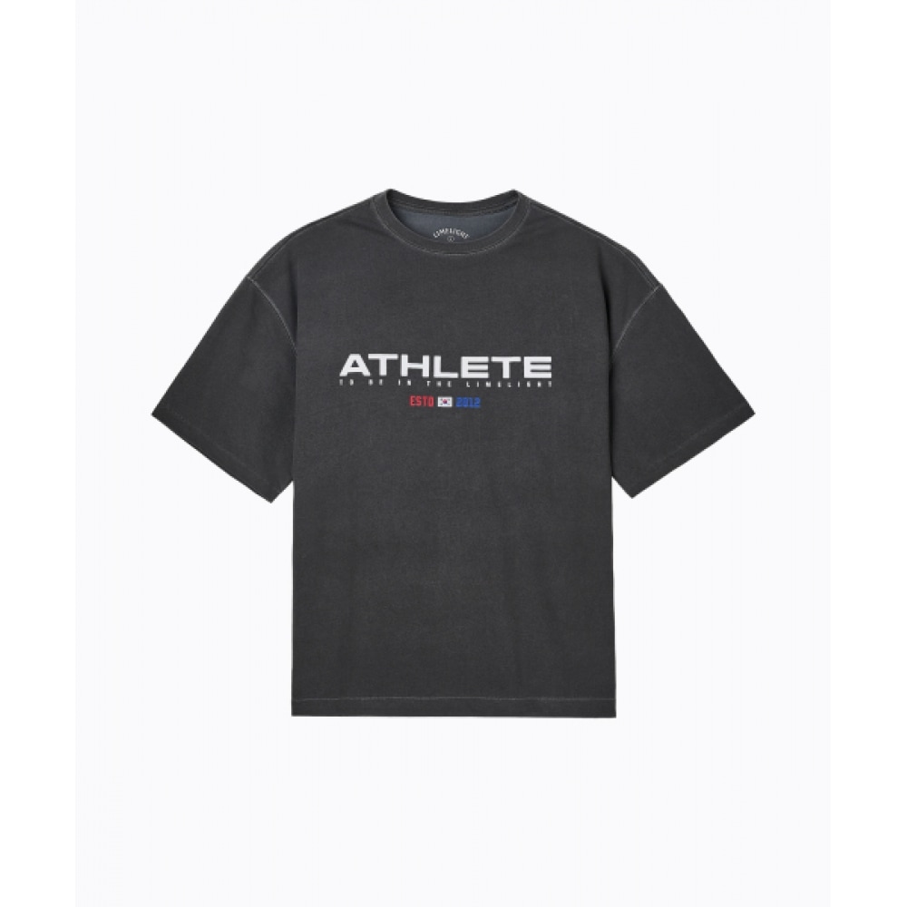 ライムライトアパレルアスリートビッグロゴクーリングオーバーサイズ Tシャツ (チャコール/ホワイト)