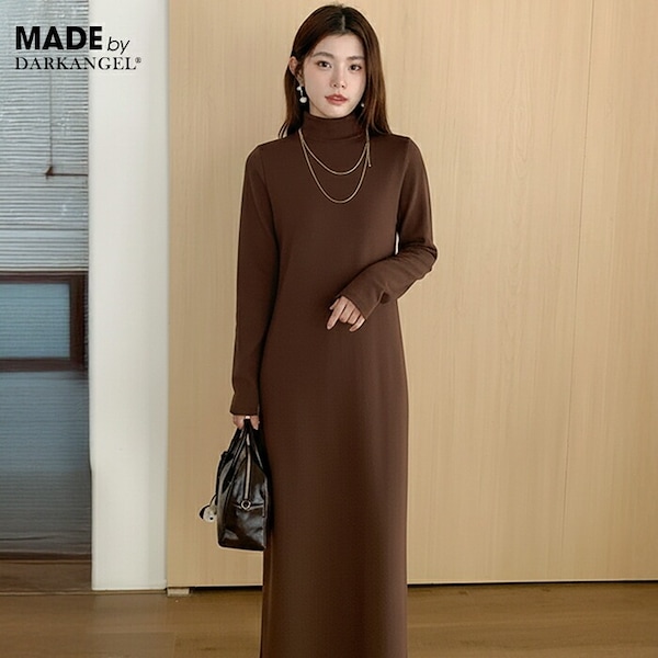 Qoo10 ダークエンジェル ふんわり暖かW起毛マキシワンピ 無地 ロ