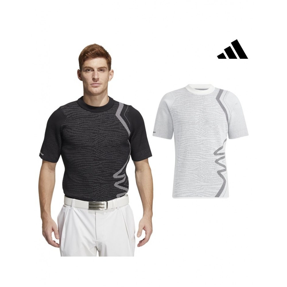 アディダスゴルフアディダスステートメントプライムニットメンズモックネック半袖シャツ HB3595 HB3596