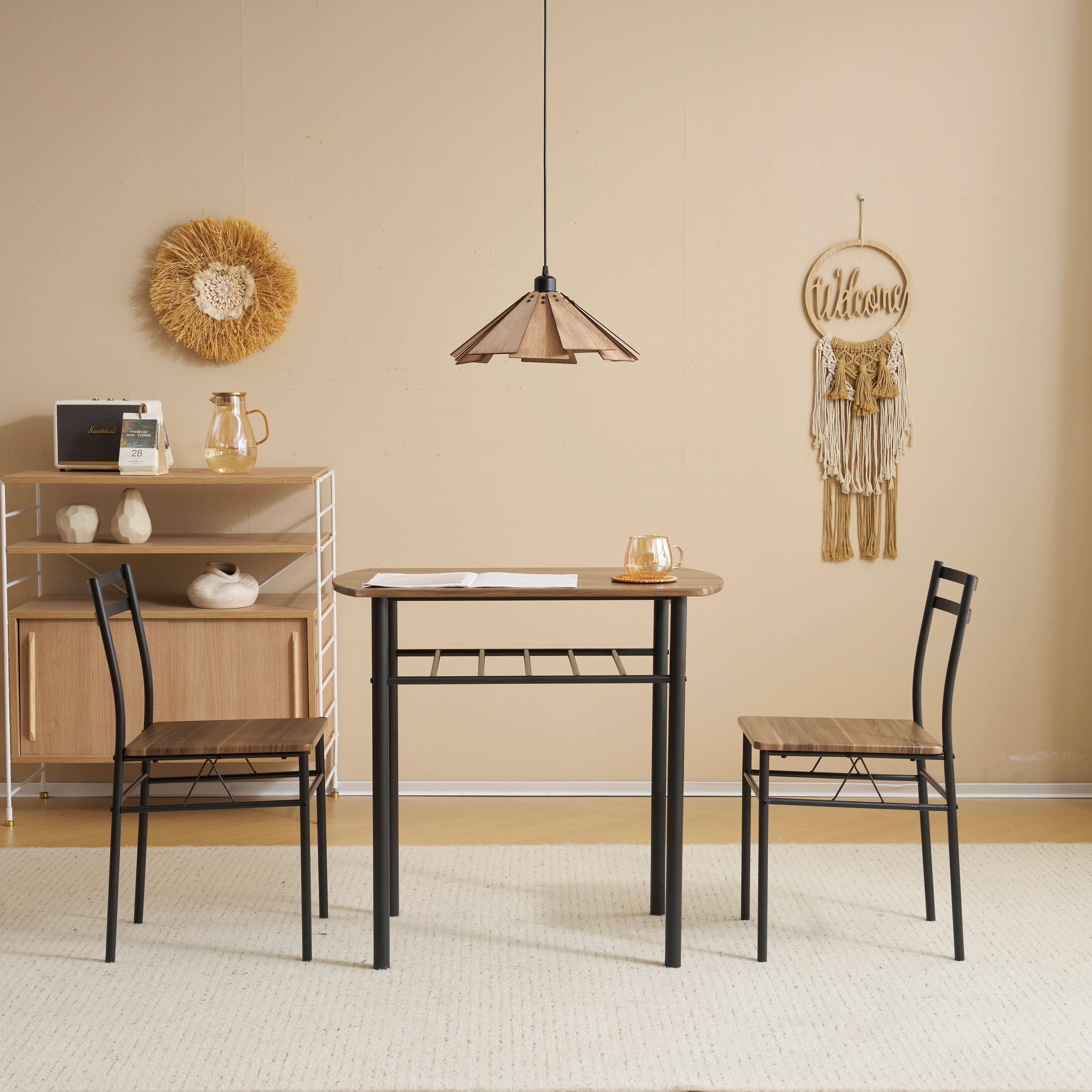 【国内出荷-送.料.無.料】ダイニングセット2人用3点セットカップルテーブル収納付きおしゃれセット(テーブル×1チェア×2)食卓テーブルコンパクトサイズリビングテーブル木目調おしゃれ北欧GIGA