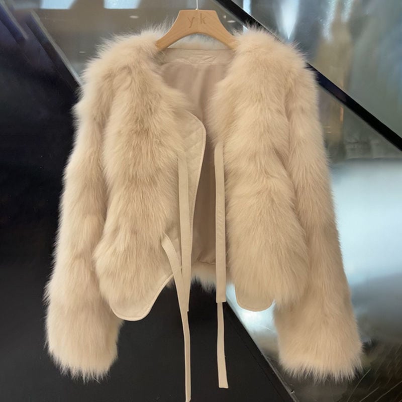 シンプル ファッションファーコート ふわふわキツネの毛皮 秋と冬の服 アウターレディースコート レディーストップス