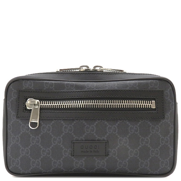 グッチ GUCCI ボディバッグ ソフト GGスプリーム ベルトバッグ GGスプリームキャンバス ブラック シルバー金具 黒 グレー ウエストバッグ 474293【中古】