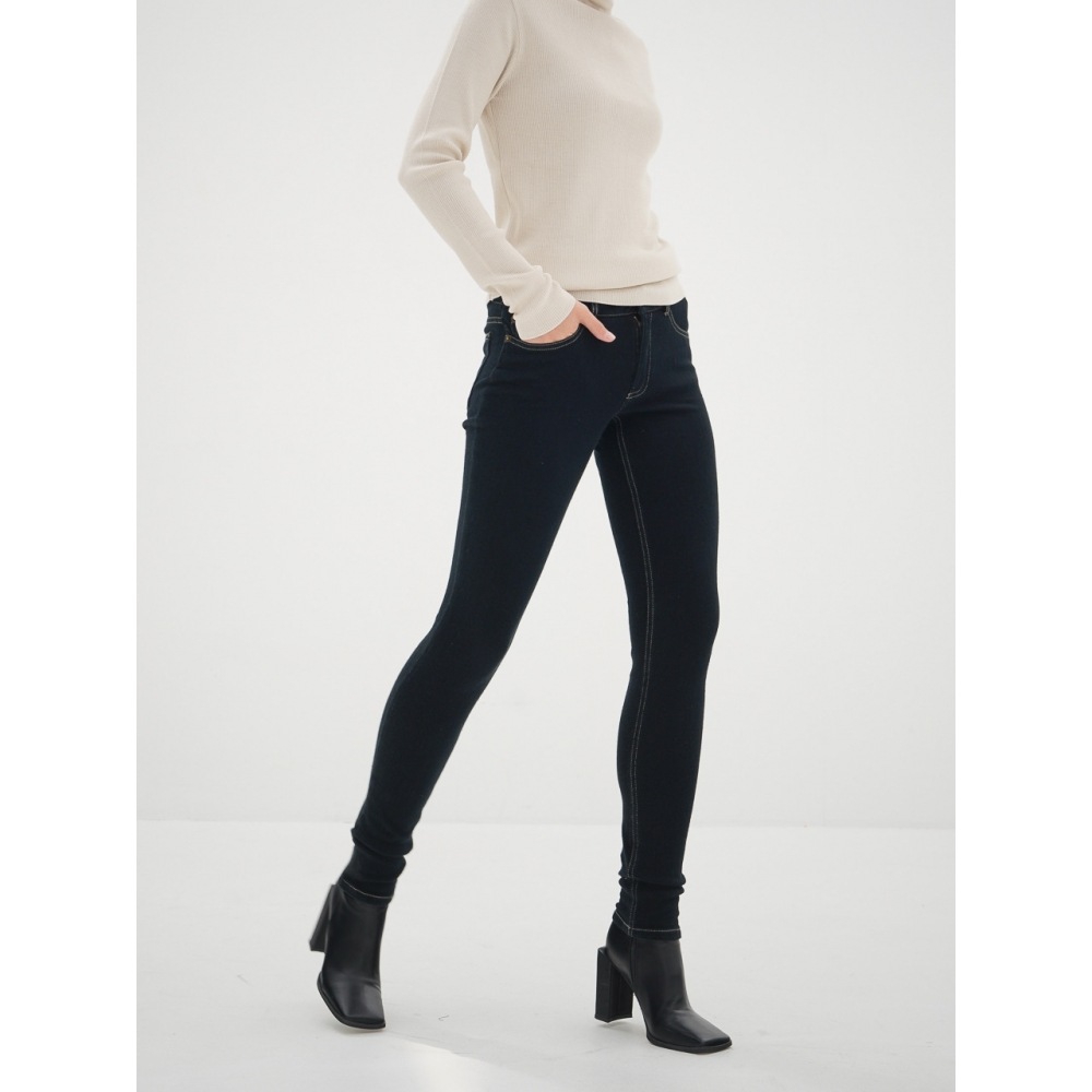 ACUD ニットデニムスキニーパンツ ネイビー