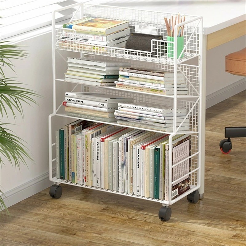 本棚 収納棚 ブックシェルフ デスクサイド本棚 キャスター付き スリム ファイルワゴン 本立て 大容量 教科書 漫画 雑誌収納 学校/オフィス用 7,548円