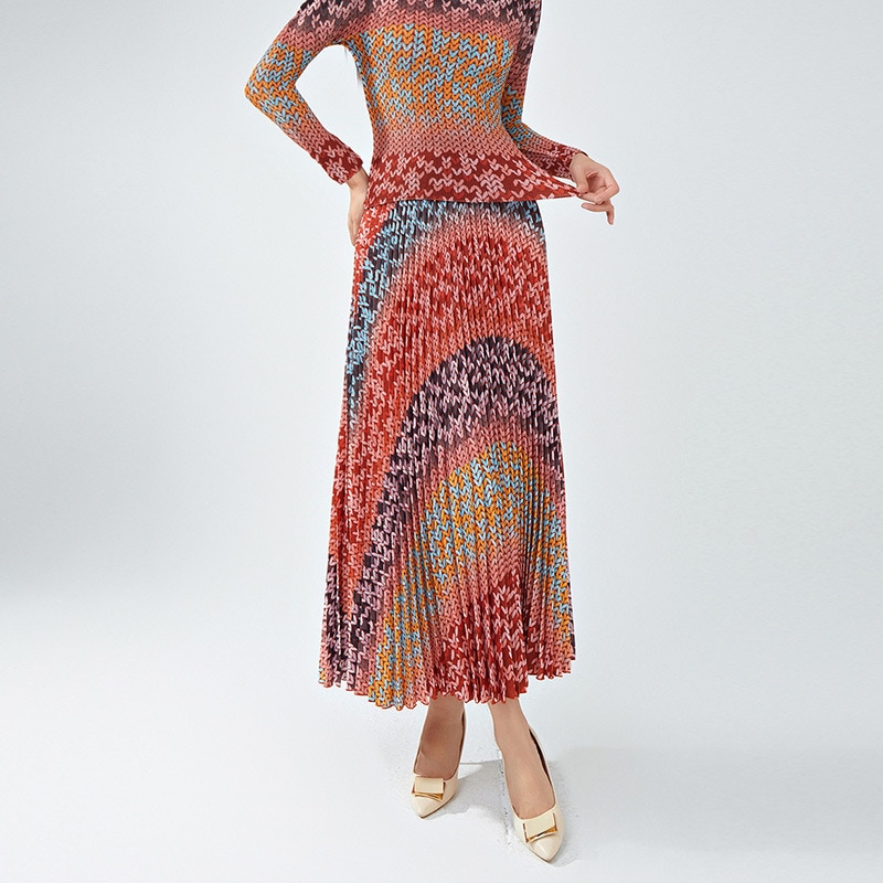 半身スカート秋冬高級南油女装レトロプリント高腰a字スカート痩せ百パートナースカート