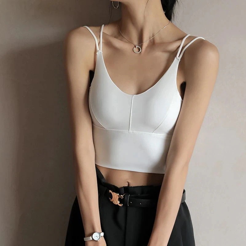 5色韓国ファッションスポーツ下着 レディースファッショントレンド カップ付きキャミソール セクシー美背ナイトブラ