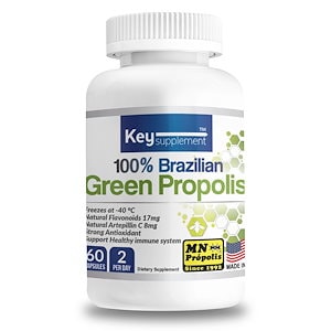 [USA] Key supplements 100%ブラジル産グリーンプロポリス 60カプセル 天然フラボノイド 17mg アルテピリン C 8mg