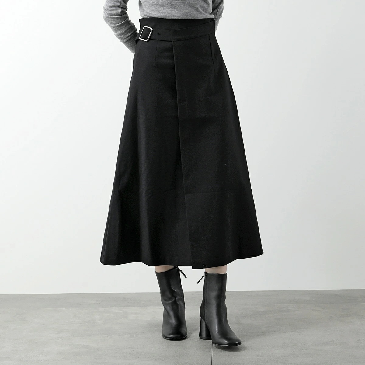 MEIMEIJ メイメイジェイ フレアスカート M4IA14 レディース ラップ風 Aライン ミディアム丈 ミモレ丈 ストレッチ 100