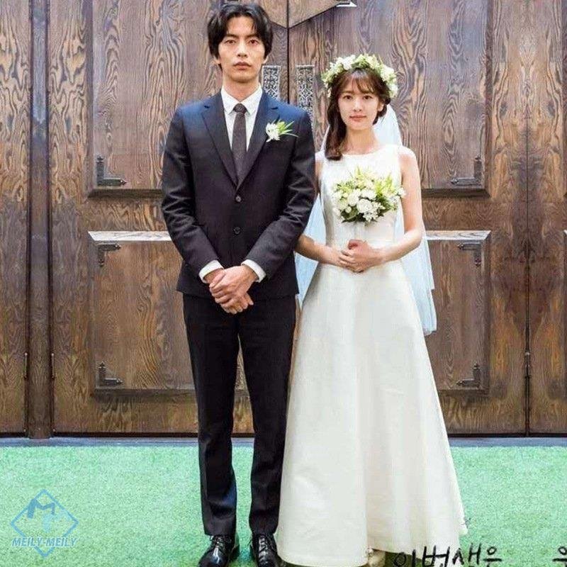 結婚祝い ウェディングドレス ロング丈 Aラインドレス 韓国