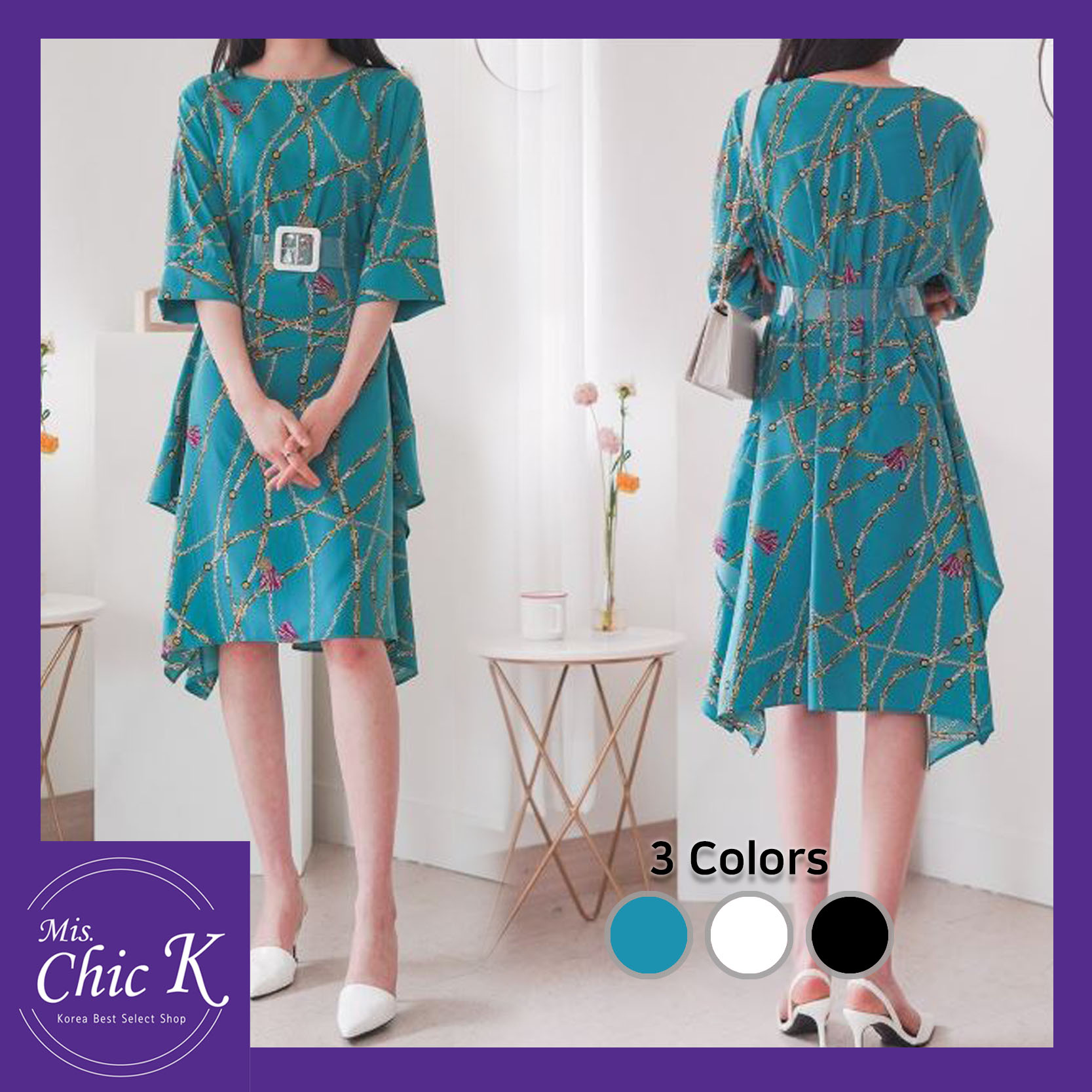 [K-fahion S/S 2019] Herme printed onepiece 捺染ワンピース