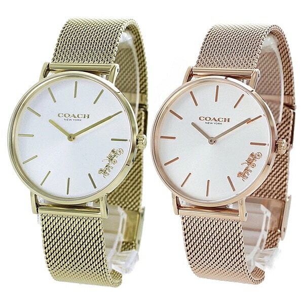 【ペア収納ケース付】コーチ 腕時計 手表 ペアウォッチ ボーイズサイズ 同じサイズ 2本セット シェア PERRY ペリー ゴールド ローズゴールド メッシュベルト 1450312514503126