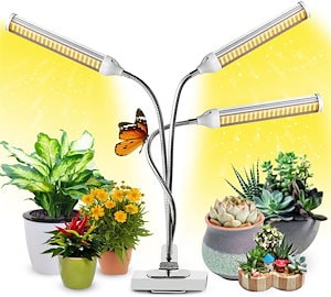 屋内植物ライト新しい 315 LED 園芸用 LED ライト自動オン/オフ タイミング3 ヘッド フル スペクトルは苗多肉植物蘭用ライトを育てます