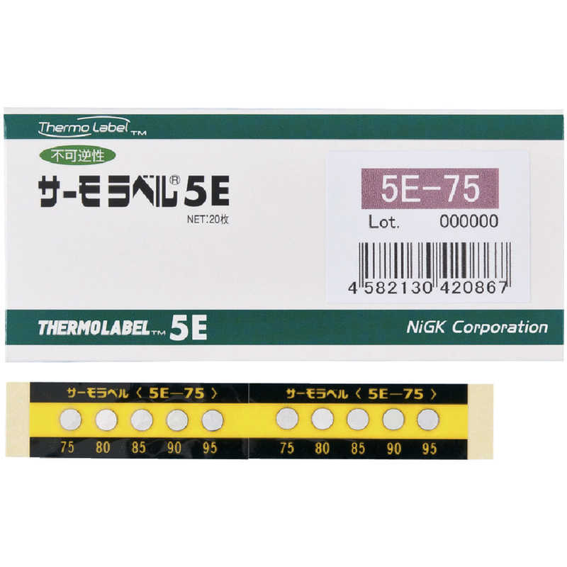 日油技研工業　サーモラベル5点表示屋外対応型 不可逆性 210度 (1ケース20枚)　5E210