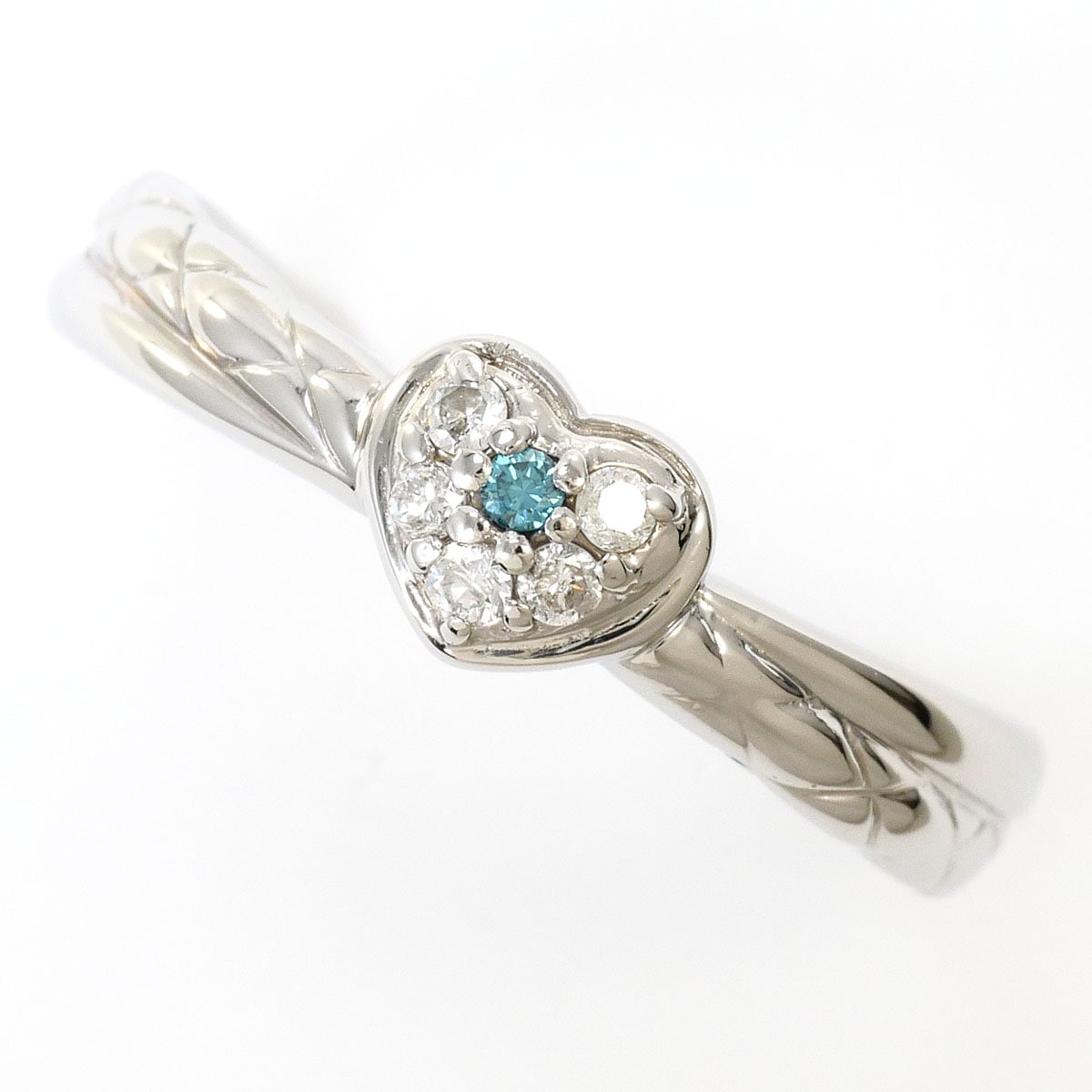 PT900 プラチナ リング・指輪 18.5号 ブルーダイヤ ダイヤモンド 総重量約4.0g ジュエリー 中古