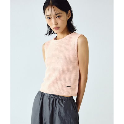 ニック&ニコールワッフルニットノースリーブ_ピンク 7,517円